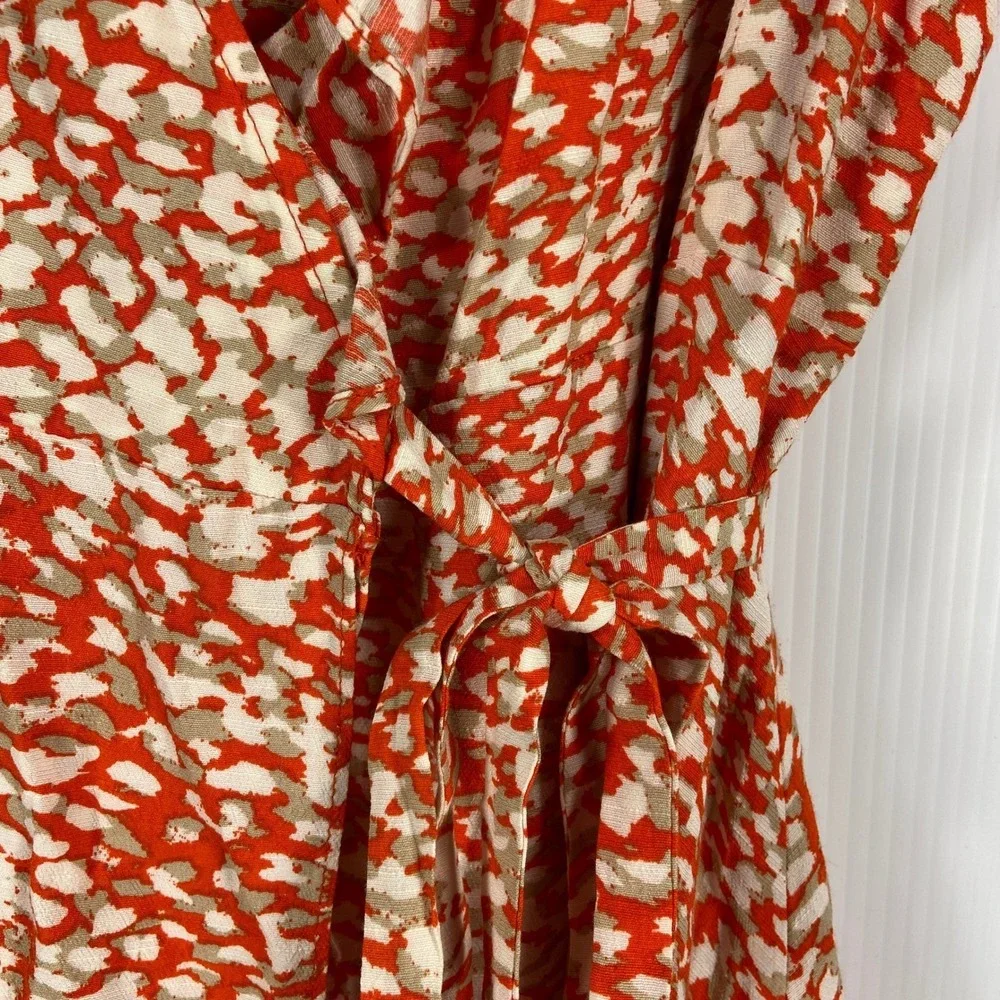 Free People French Quarter Wrap Mini Dress in‎ Pop Combo Orange Womens Small